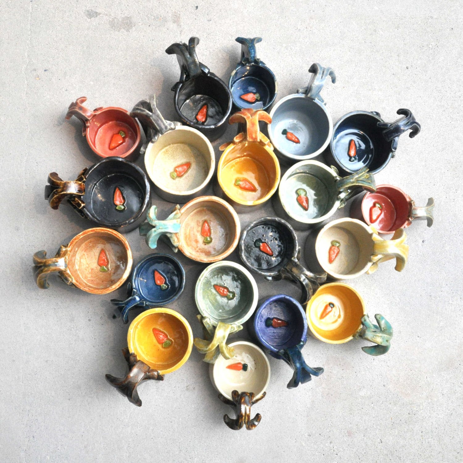 Colorful Rabbit Pottery Ceramic Handmade Easter Bunny Rabbit Mug Tea Coffee Cup Functional Art Gift Customizable Pet Rabbit Cup Easter