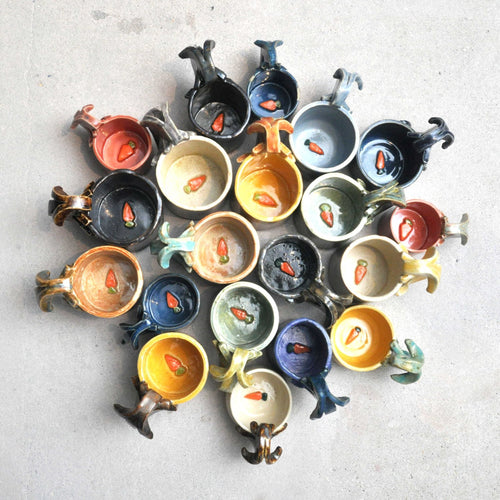 Colorful Rabbit Pottery Ceramic Handmade Easter Bunny Rabbit Mug Tea Coffee Cup Functional Art Gift Customizable Pet Rabbit Cup Easter