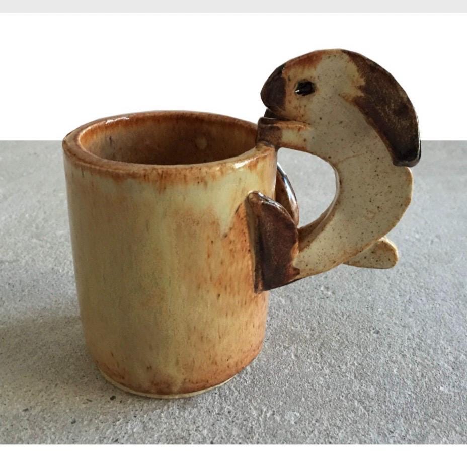 Colorful Rabbit Pottery Ceramic Handmade Easter Bunny Rabbit Mug Tea Coffee Cup Functional Art Gift Customizable Pet Rabbit Cup Easter