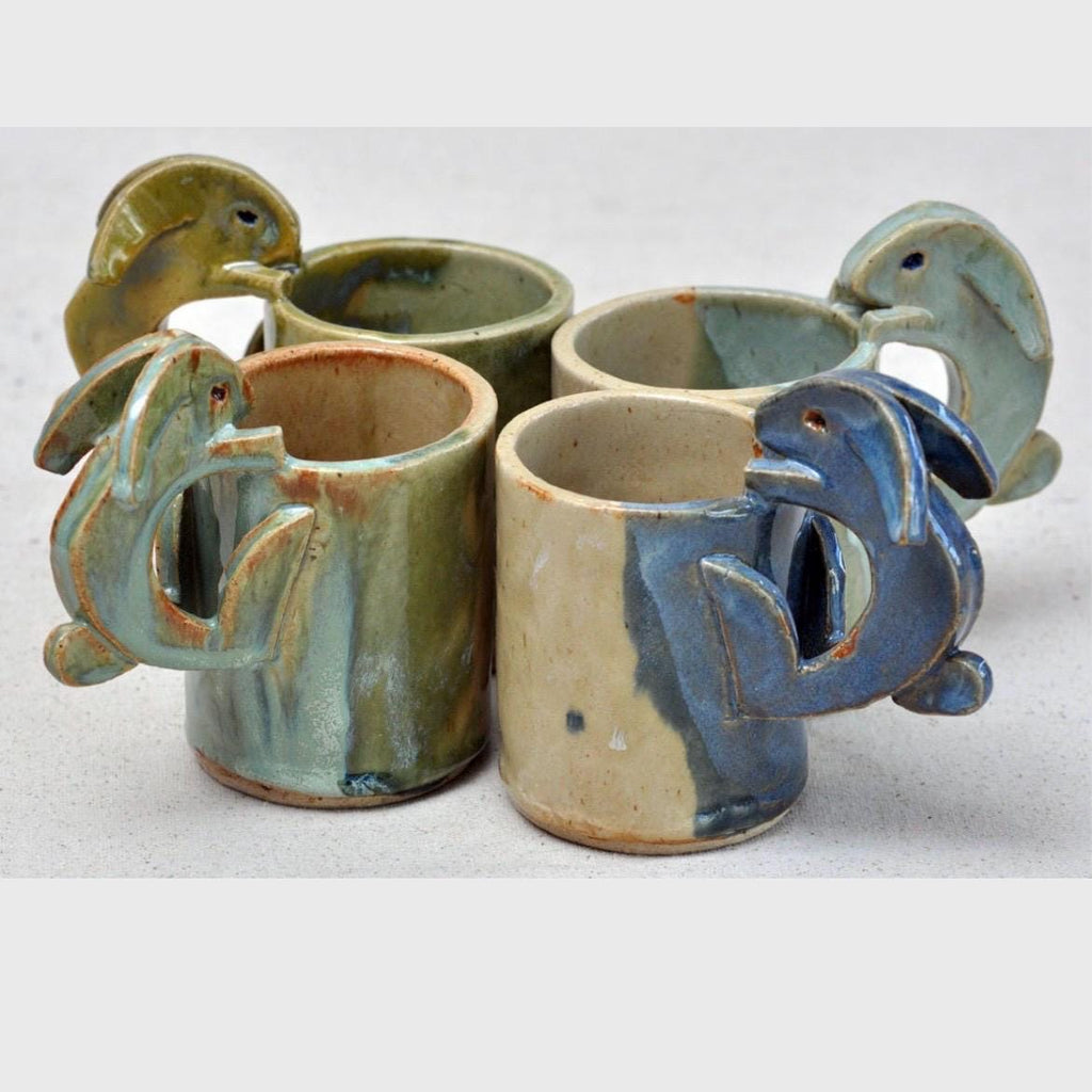 Colorful Rabbit Pottery Ceramic Handmade Easter Bunny Rabbit Mug Tea Coffee Cup Functional Art Gift Customizable Pet Rabbit Cup Easter