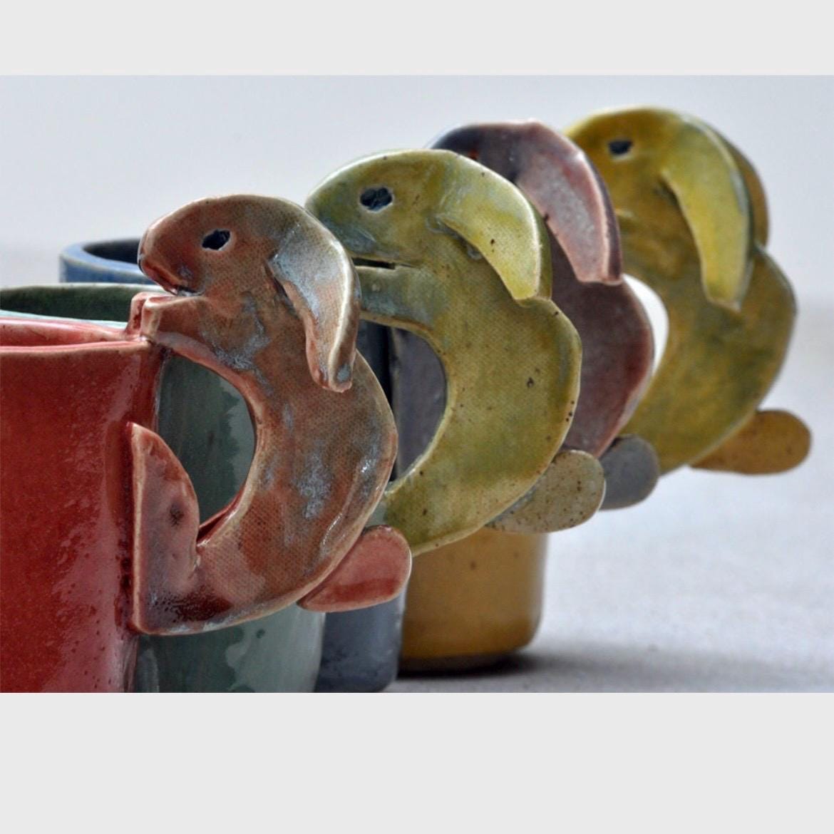 Colorful Rabbit Pottery Ceramic Handmade Easter Bunny Rabbit Mug Tea Coffee Cup Functional Art Gift Customizable Pet Rabbit Cup Easter