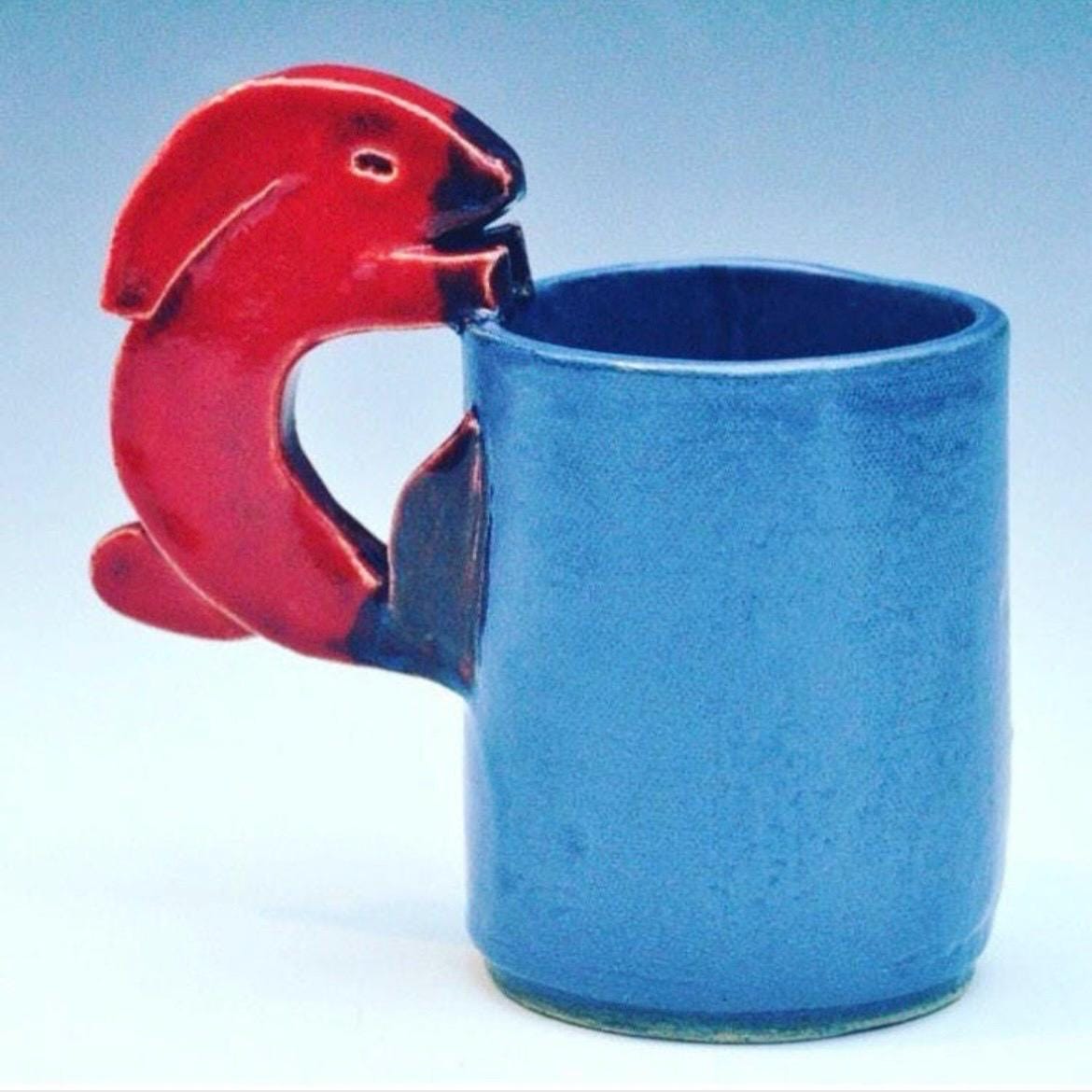 Colorful Rabbit Pottery Ceramic Handmade Easter Bunny Rabbit Mug Tea Coffee Cup Functional Art Gift Customizable Pet Rabbit Cup Easter