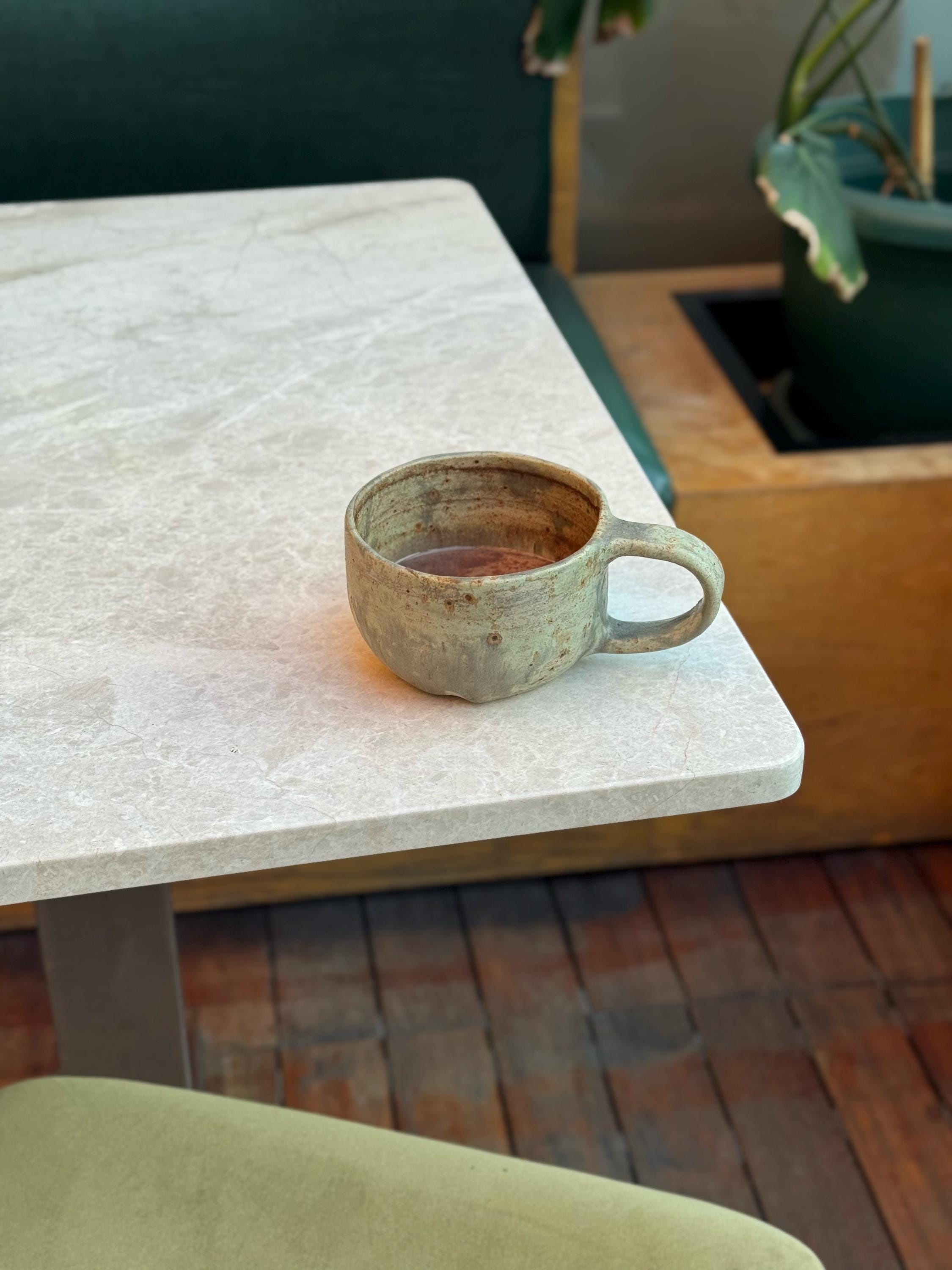 Handmade Ceramic Large Coffee Mugs: Rustic Earthy Glaze,  Minimalist Pottery Cappuccino Cup