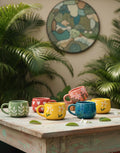 Hand Painted Floral Ceramic Mug, Retro Coffee Cup, Unique Tea Mug, Easter Gifts, Valentines Day, Galentines Day