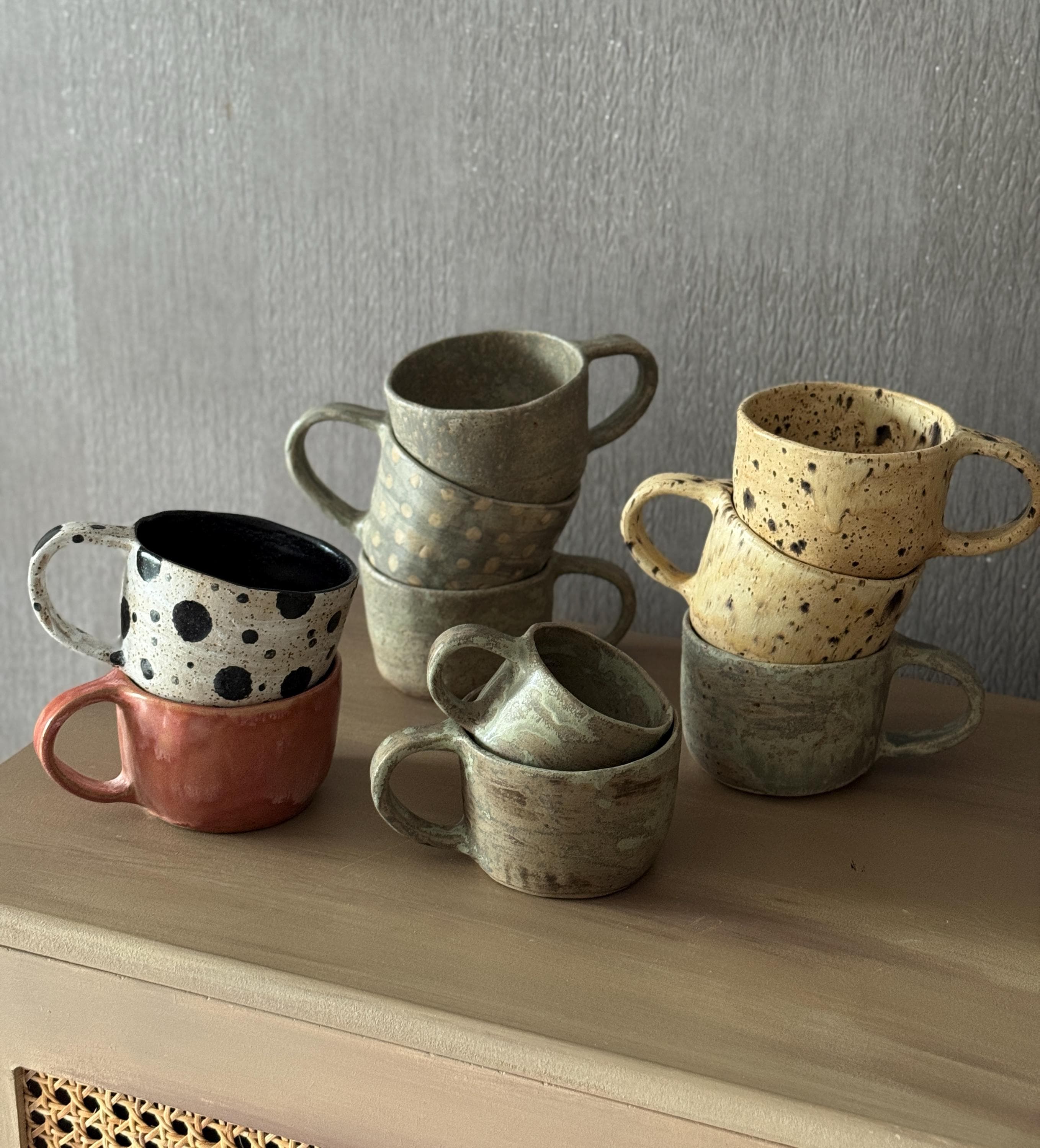Handmade Ceramic Large Coffee Mugs: Rustic Earthy Glaze,  Minimalist Pottery Cappuccino Cup