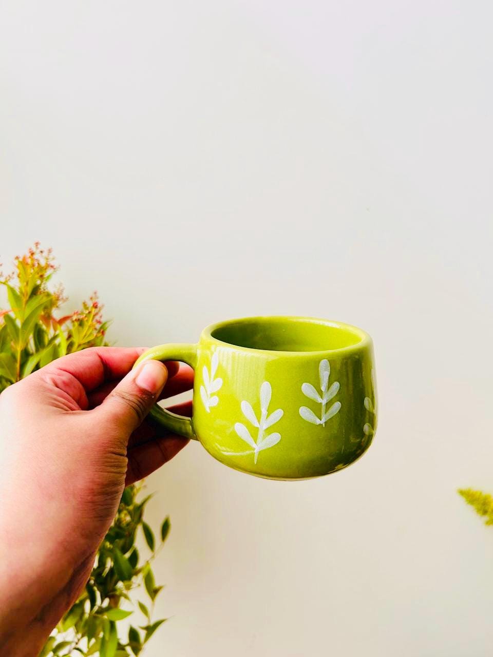 Hand Painted Floral Ceramic Mug, Retro Coffee Cup, Unique Tea Mug, Easter Gifts, Valentines Day, Galentines Day