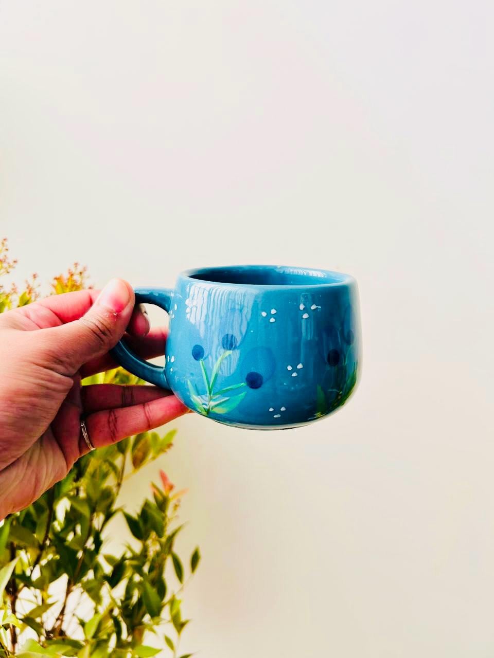 Hand Painted Floral Ceramic Mug, Retro Coffee Cup, Unique Tea Mug, Easter Gifts, Valentines Day, Galentines Day