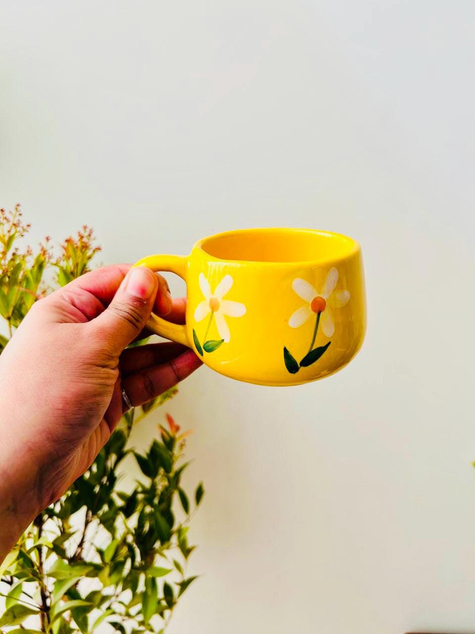 Hand Painted Floral Ceramic Mug, Retro Coffee Cup, Unique Tea Mug, Easter Gifts, Valentines Day, Galentines Day