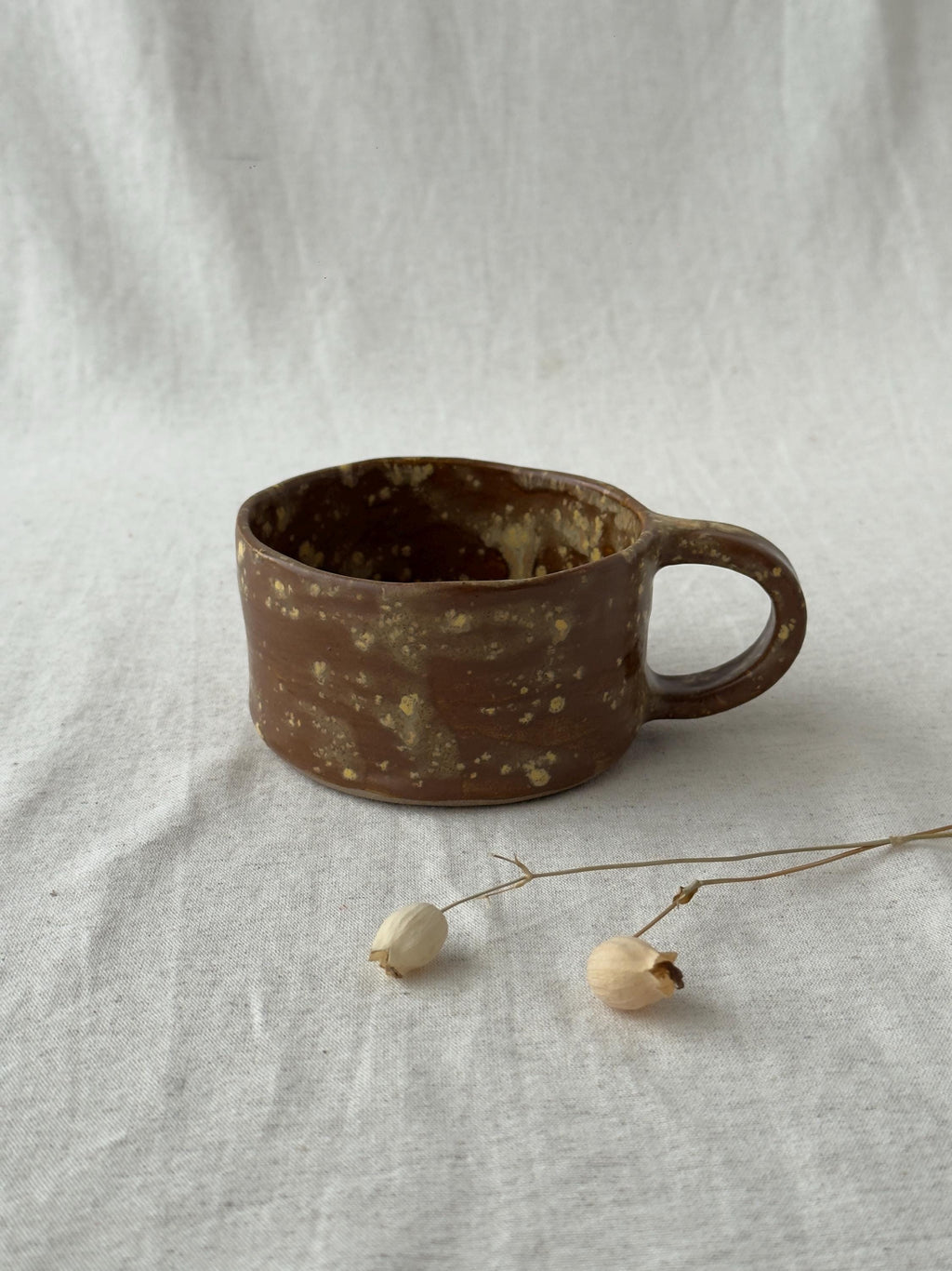 Handmade Ceramic Large Coffee Mugs: Rustic Earthy Glaze,  Minimalist Pottery Cappuccino Cup