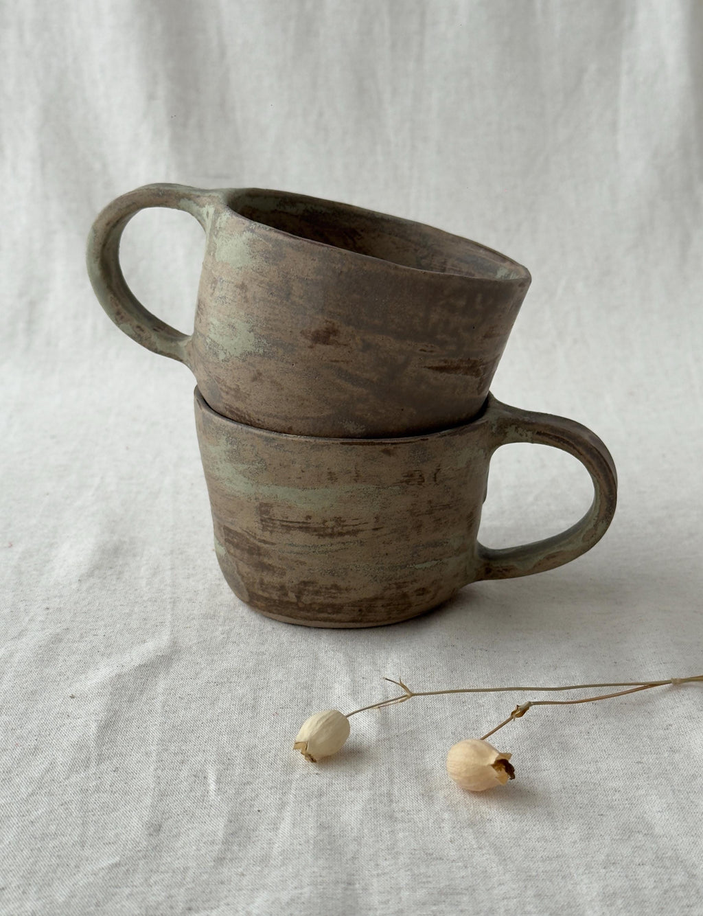 Handmade Ceramic Large Coffee Mugs: Rustic Earthy Glaze,  Minimalist Pottery Cappuccino Cup