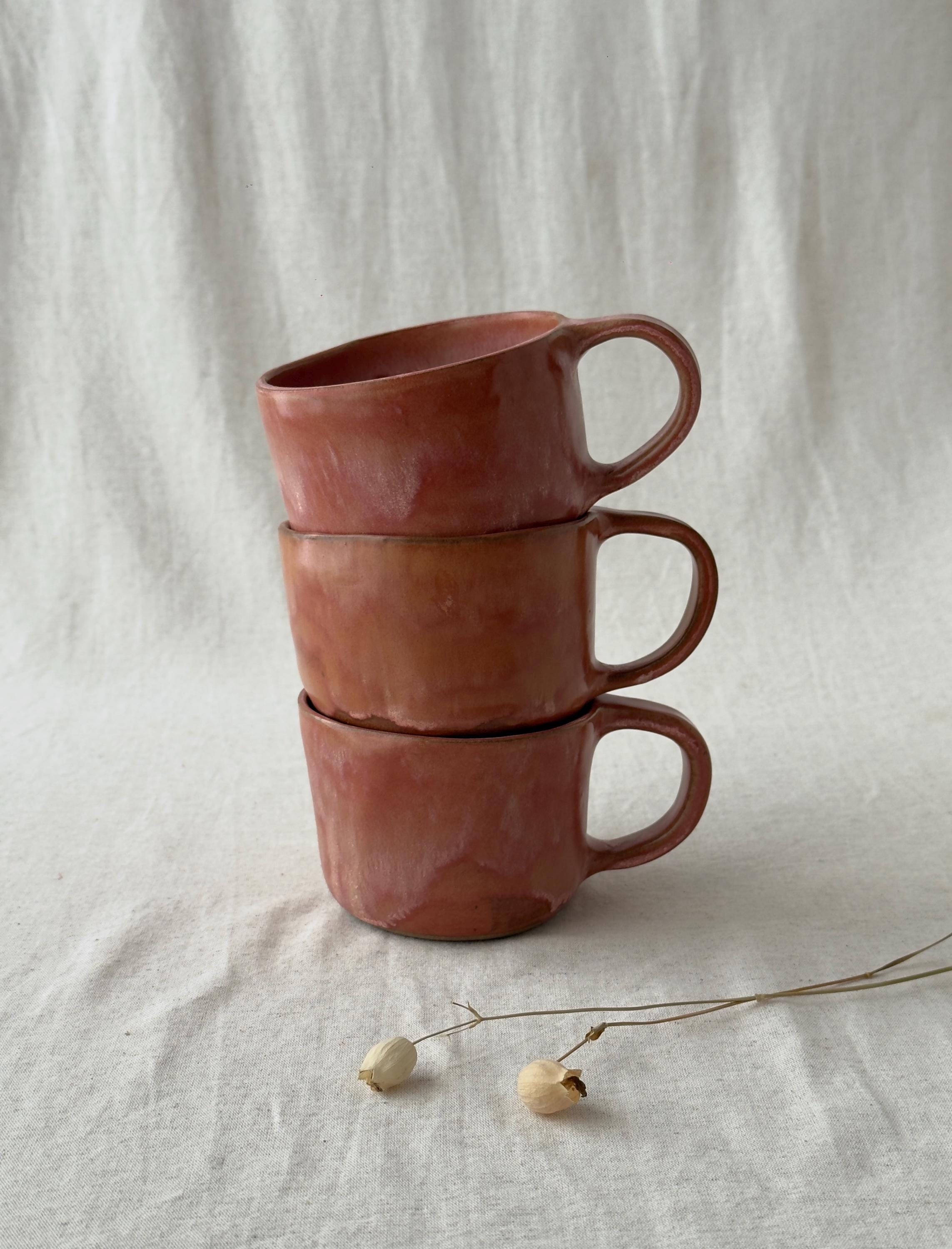 Handmade Ceramic Large Coffee Mugs: Rustic Earthy Glaze,  Minimalist Pottery Cappuccino Cup
