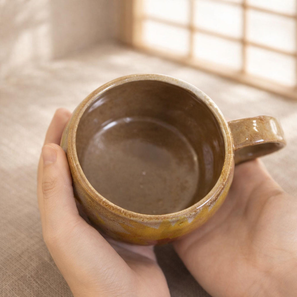 Handmade Sunflower Ceramic Coffee Mug, Hand Painted Floral Mug, Rustic Pottery Coffee Cup, Engagement Gift, Gift For Her