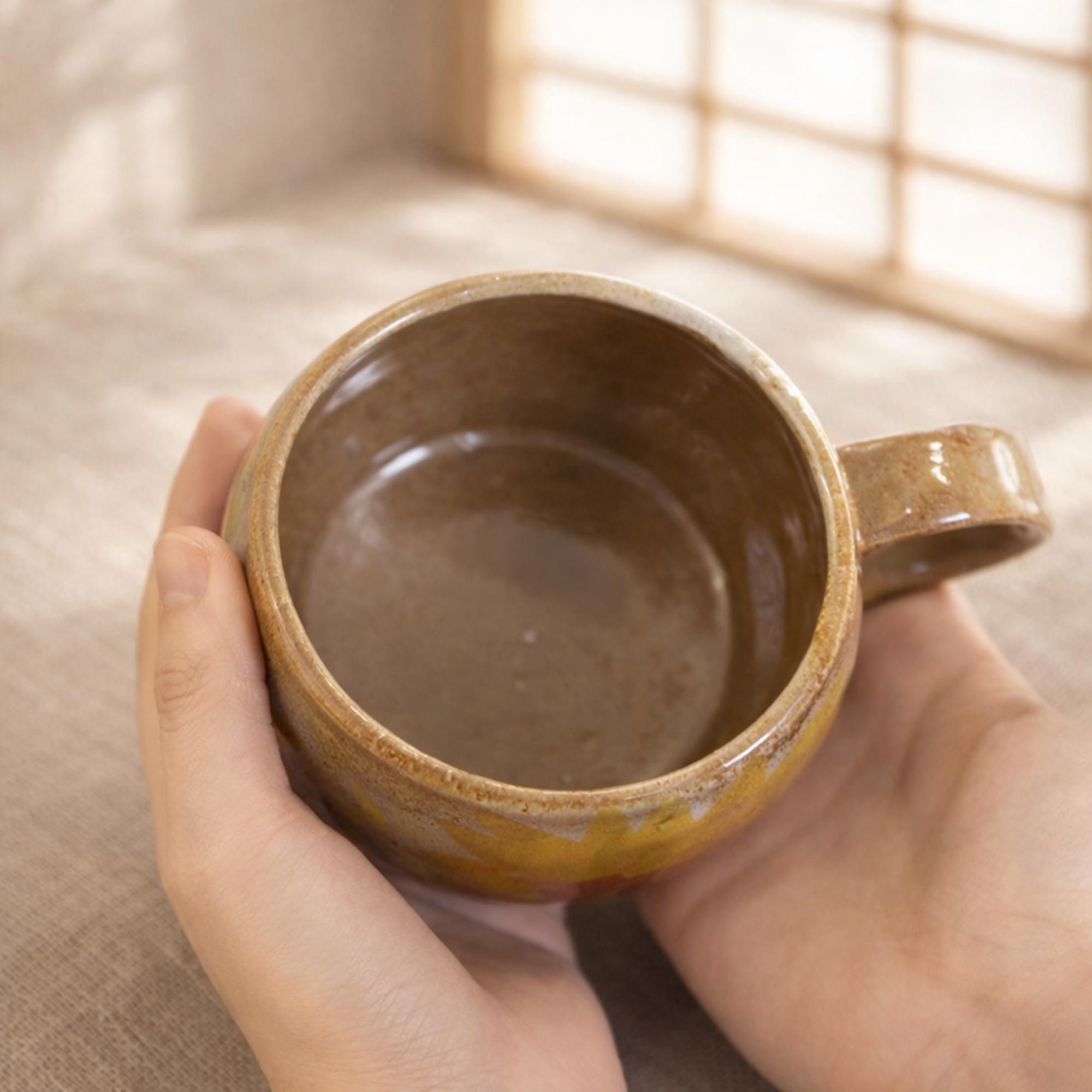 Handmade Sunflower Ceramic Coffee Mug, Hand Painted Floral Mug, Rustic Pottery Coffee Cup, Engagement Gift, Gift For Her